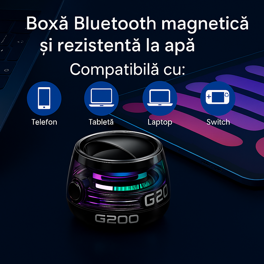 Boxă Bluetooth Portabilă-magnetică și rezistentă la apă