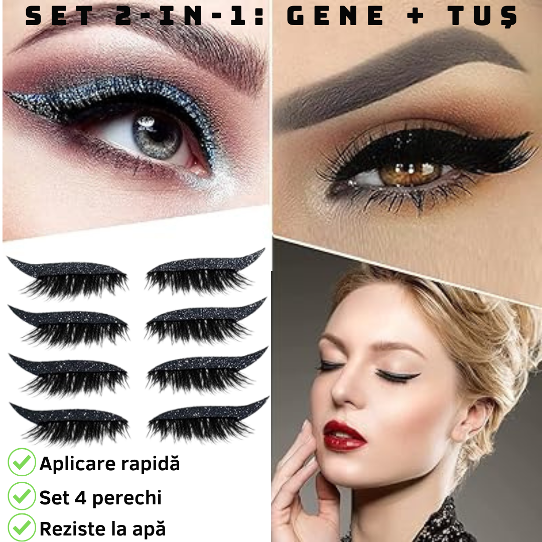 Set 2-în-1: Gene false cu tuș integrat