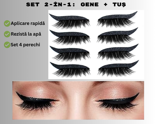 Set 2-în-1: Gene false cu tuș integrat