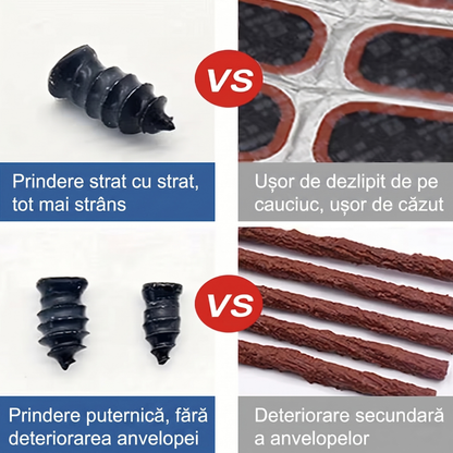 Kit Reparație Pană — 10 Mici + 10 Mari + Șurubelniță Inclusă