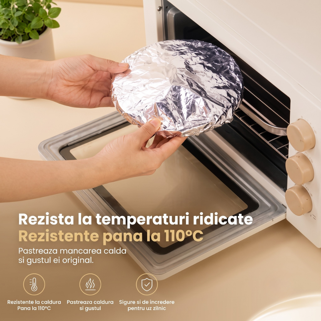 TermoCap™ – Capace termoizolante din aluminiu. Mâncarea rămâne caldă, nu doar acoperită
