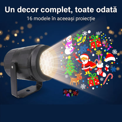 Proiector Laser de Crăciun, Interior și Exterior — 16 modele proiectate în același timp