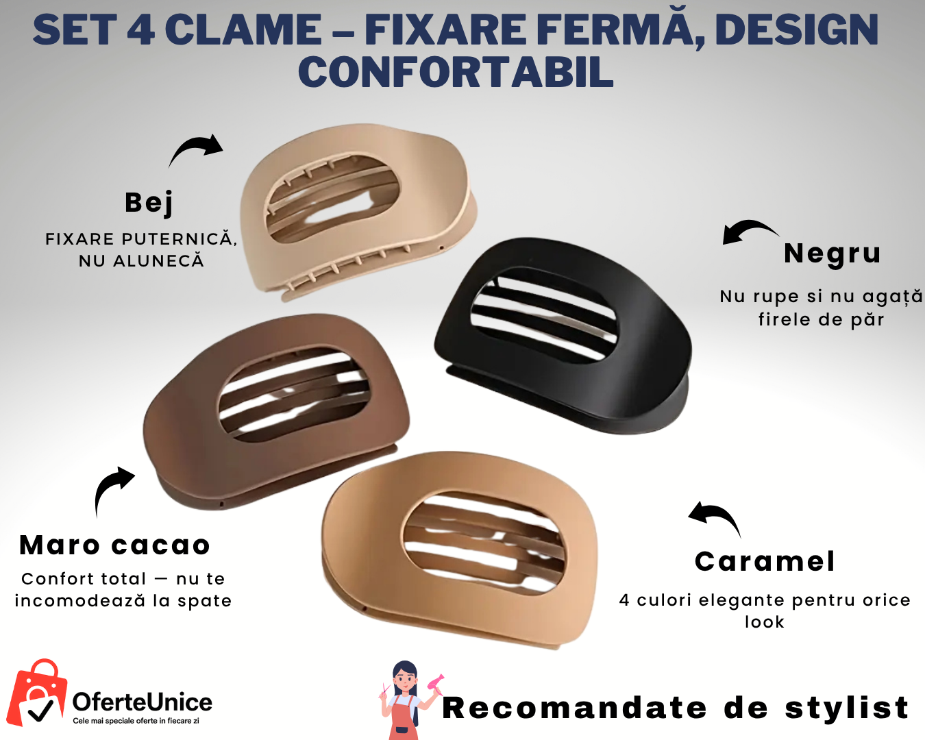 Set 4 Clame pentru Păr – Fixare sigură, fără durere!