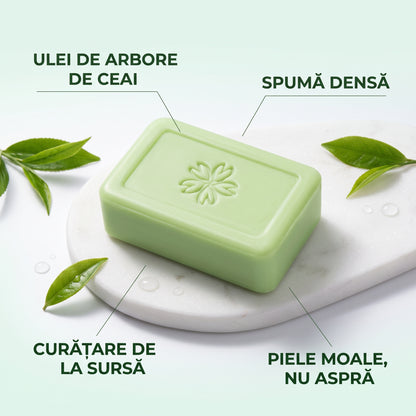 Săpun cu Ulei de Arbore de Ceai — curăță sebumul din adâncul porilor, fără să-ți usuce pielea