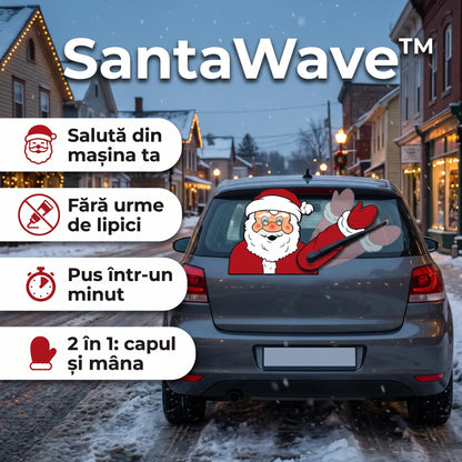 SantaWave™ 2 în 1 – Moș Crăciun care salută din mașina ta, fără urme de lipici, gata într-un minut