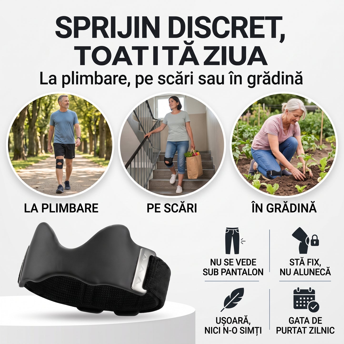 PasSigur™ – Genunchiul stabil toată ziua, fără genunchieră groasă
