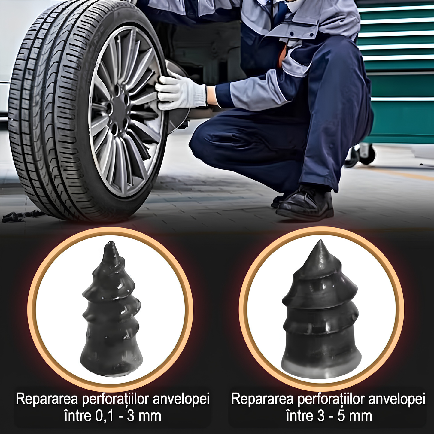 Kit Reparație Pană — 10 Mici + 10 Mari + Șurubelniță Inclusă